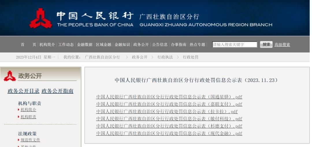 央行連開六張支付罰單！涉及拉卡拉、敏付科技、現代金融